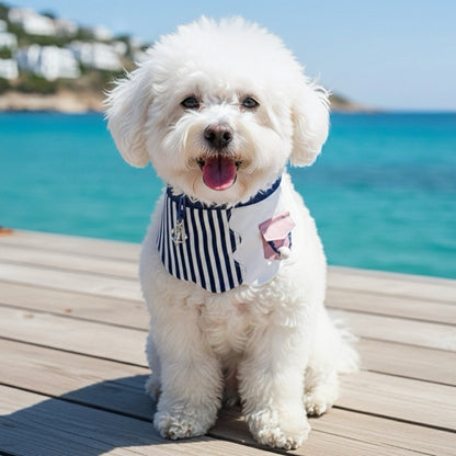 MOMOJI Marseille (1-Breton Stripe Navy) | Pet Neckwear