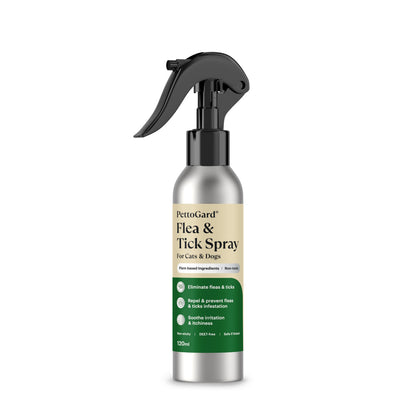 PettoGard Flea & Tick Spray (Plant-Based Ingredients) DEET-Free 120ml